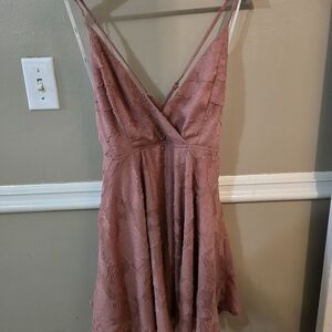Lulus Elegant Lace Dress in Mauve